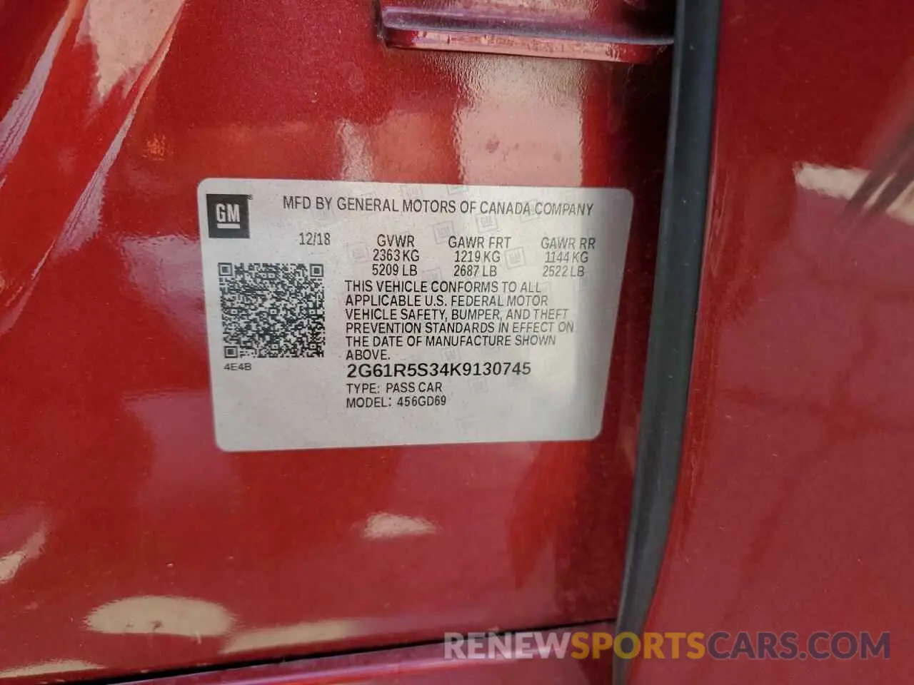 12 Photograph of a damaged car 2G61R5S34K9130745 CADILLAC XTS 2019
