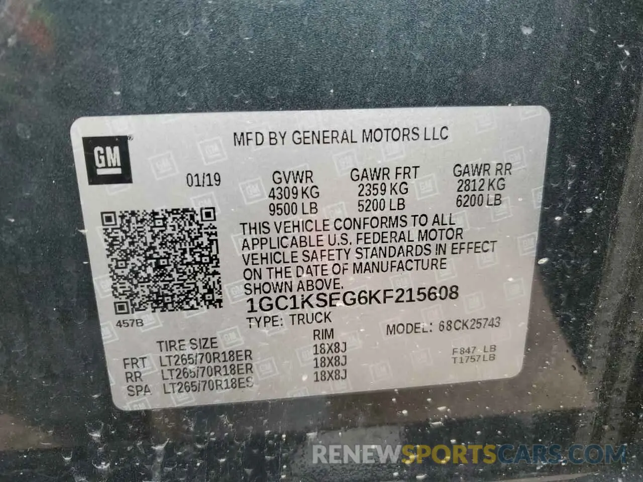 14 Photograph of a damaged car 1GC1KSEG6KF215608 CHEVROLET ALL Models 2019