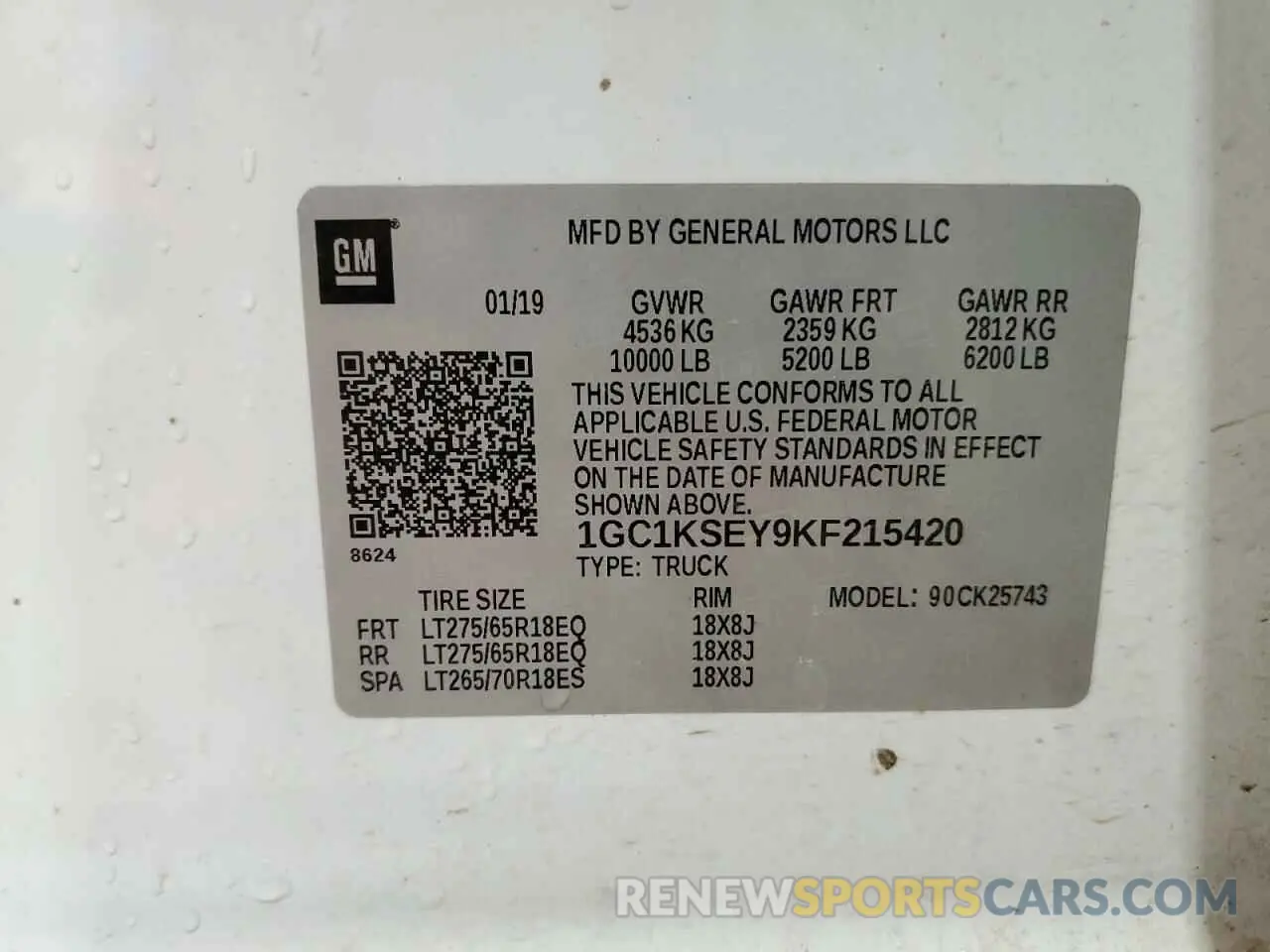 13 Photograph of a damaged car 1GC1KSEY9KF215420 CHEVROLET ALL Models 2019