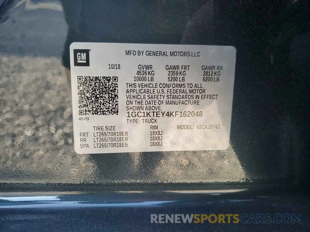 13 Photograph of a damaged car 1GC1KTEY4KF162048 CHEVROLET ALL Models 2019