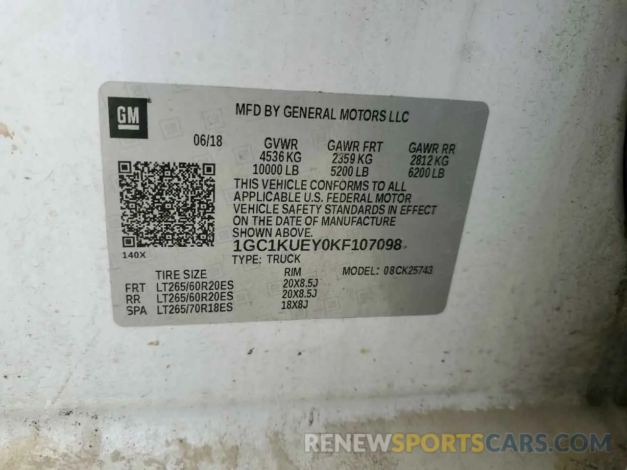 12 Photograph of a damaged car 1GC1KUEY0KF107098 CHEVROLET ALL Models 2019