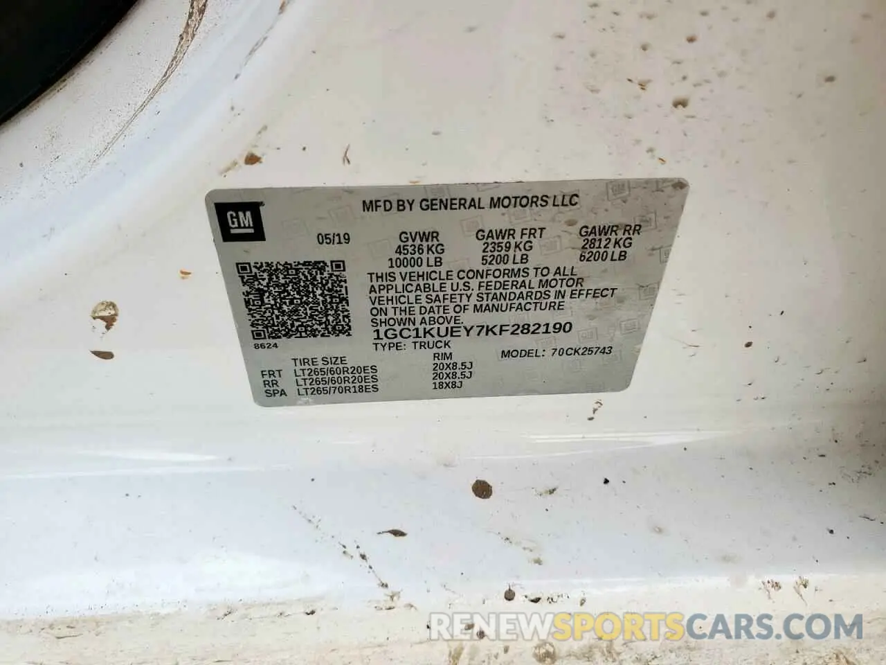 12 Photograph of a damaged car 1GC1KUEY7KF282190 CHEVROLET ALL Models 2019