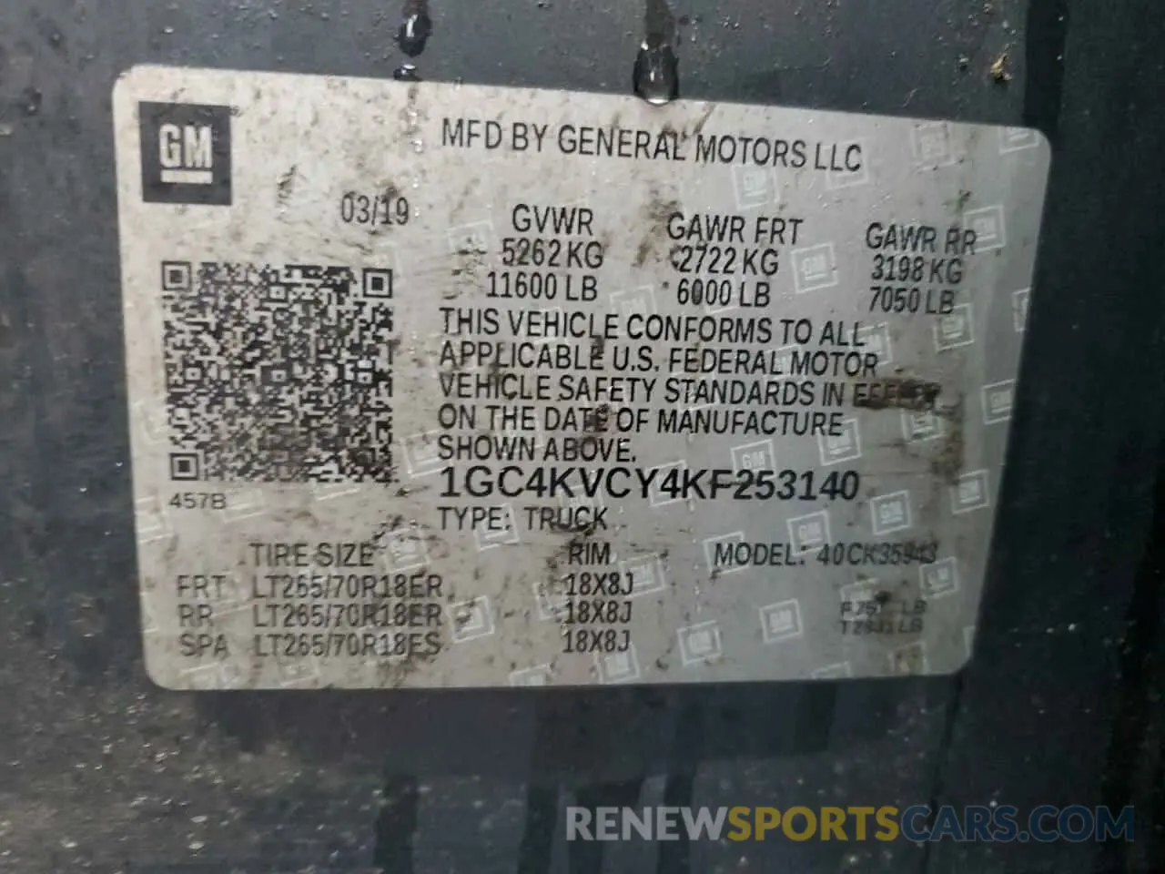 12 Photograph of a damaged car 1GC4KVCY4KF253140 CHEVROLET ALL Models 2019