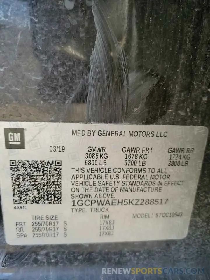 12 Photograph of a damaged car 1GCPWAEH5KZ288517 CHEVROLET ALL Models 2019