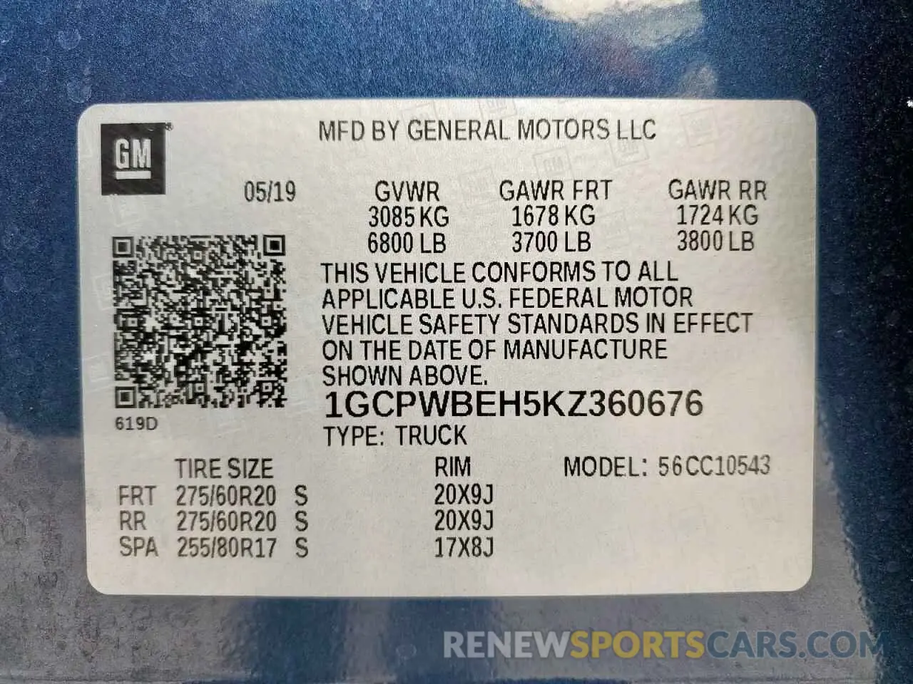 13 Photograph of a damaged car 1GCPWBEH5KZ360676 CHEVROLET ALL Models 2019
