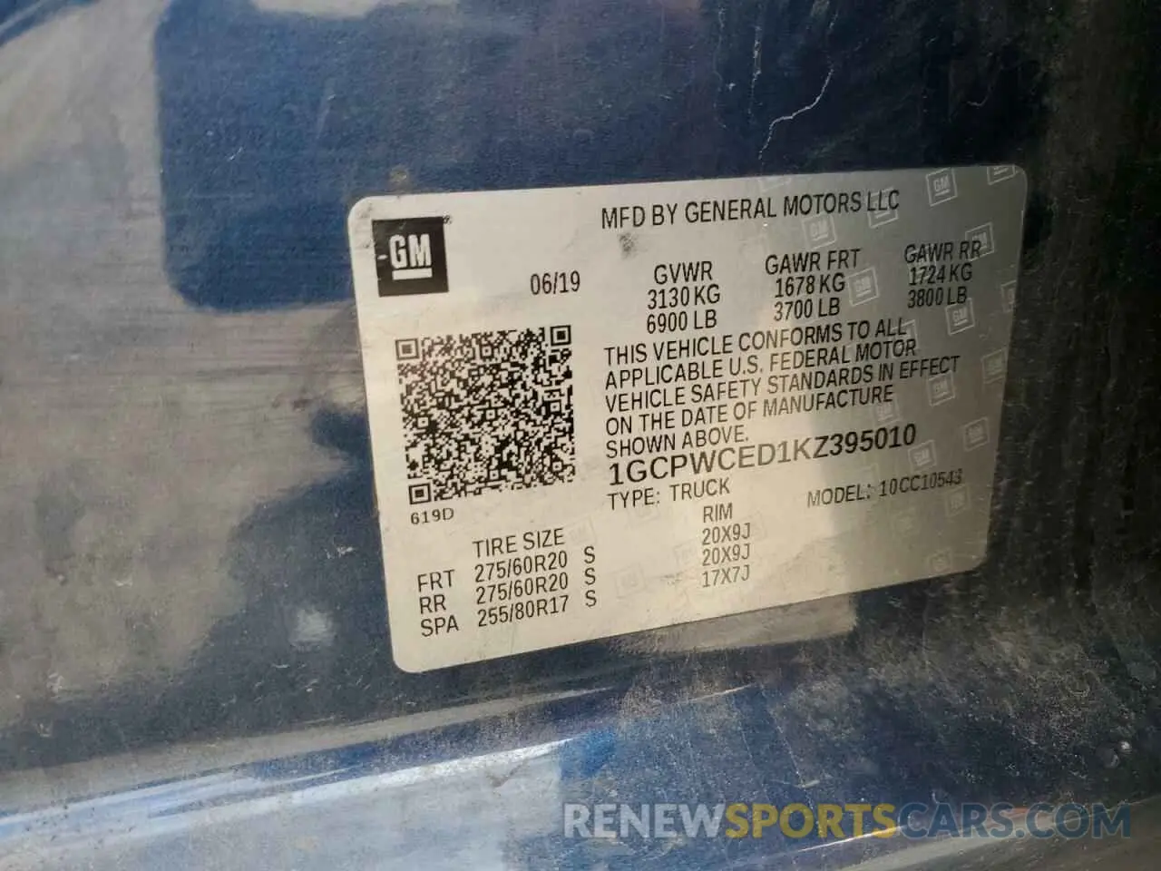 12 Photograph of a damaged car 1GCPWCED1KZ395010 CHEVROLET ALL Models 2019