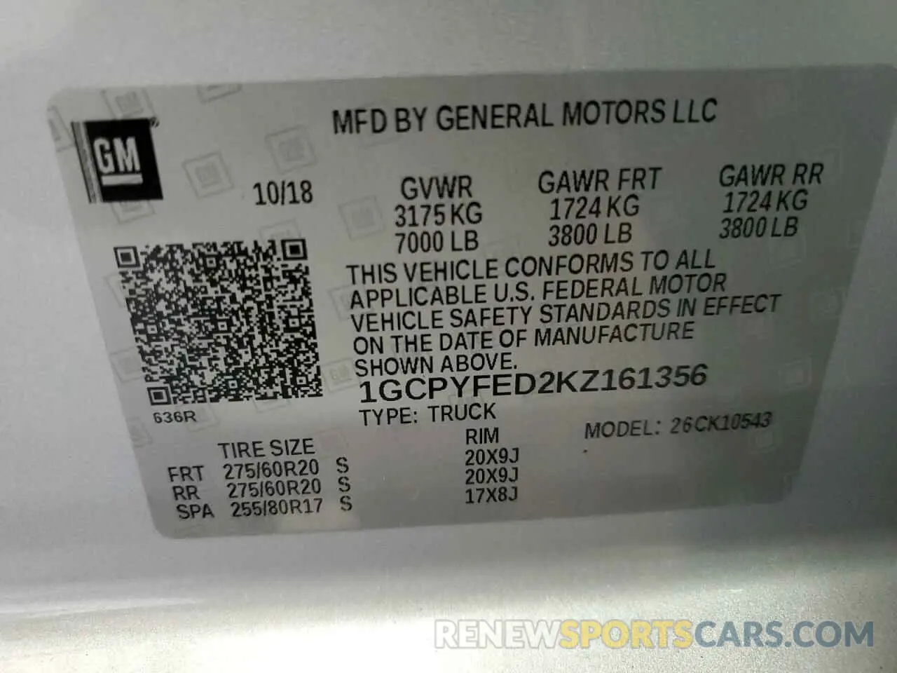 12 Photograph of a damaged car 1GCPYFED2KZ161356 CHEVROLET ALL Models 2019