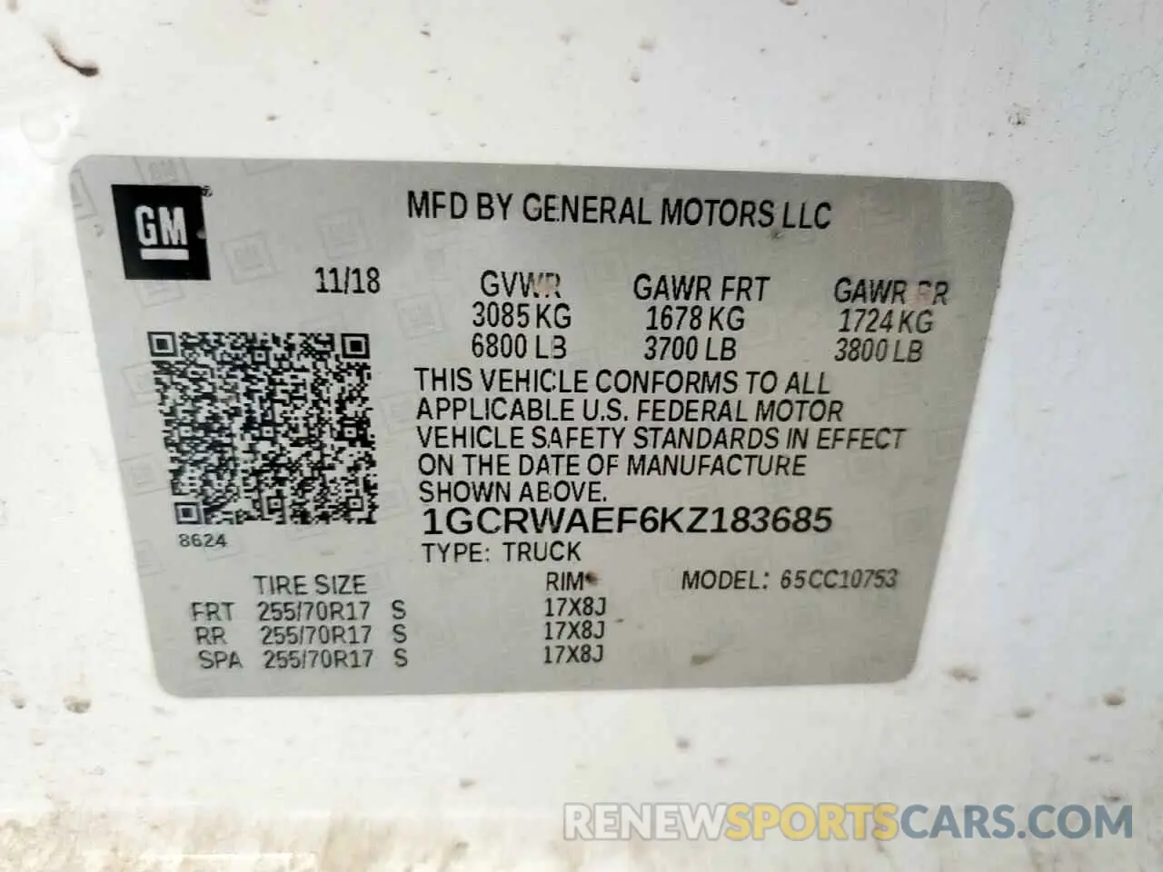 13 Photograph of a damaged car 1GCRWAEF6KZ183685 CHEVROLET ALL Models 2019