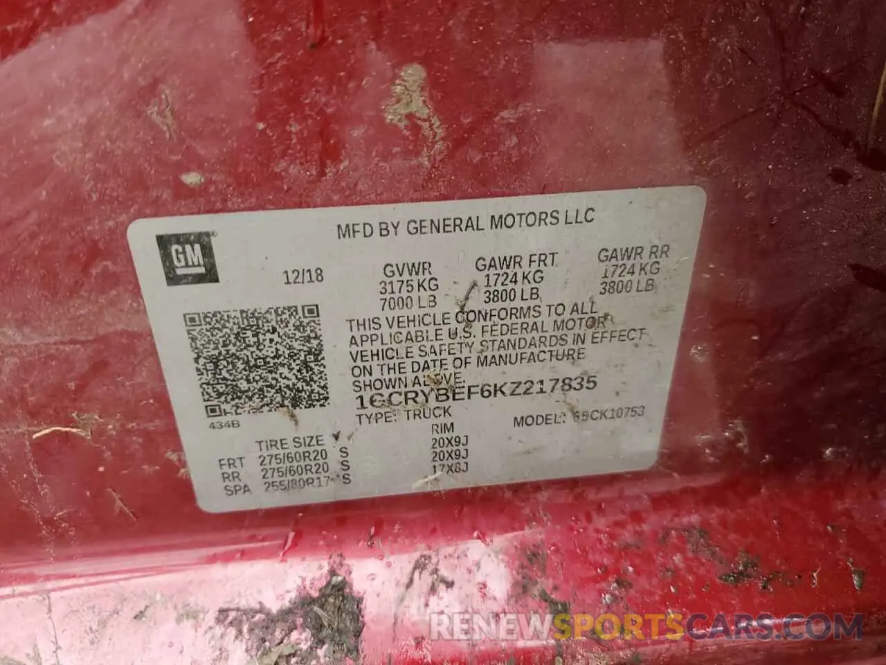 12 Photograph of a damaged car 1GCRYBEF6KZ217835 CHEVROLET ALL Models 2019