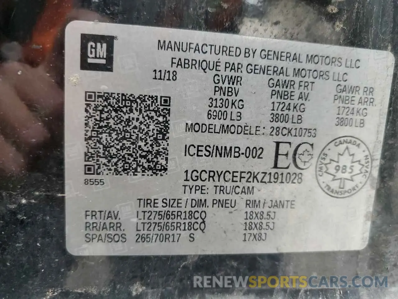 14 Photograph of a damaged car 1GCRYCEF2KZ191028 CHEVROLET ALL Models 2019