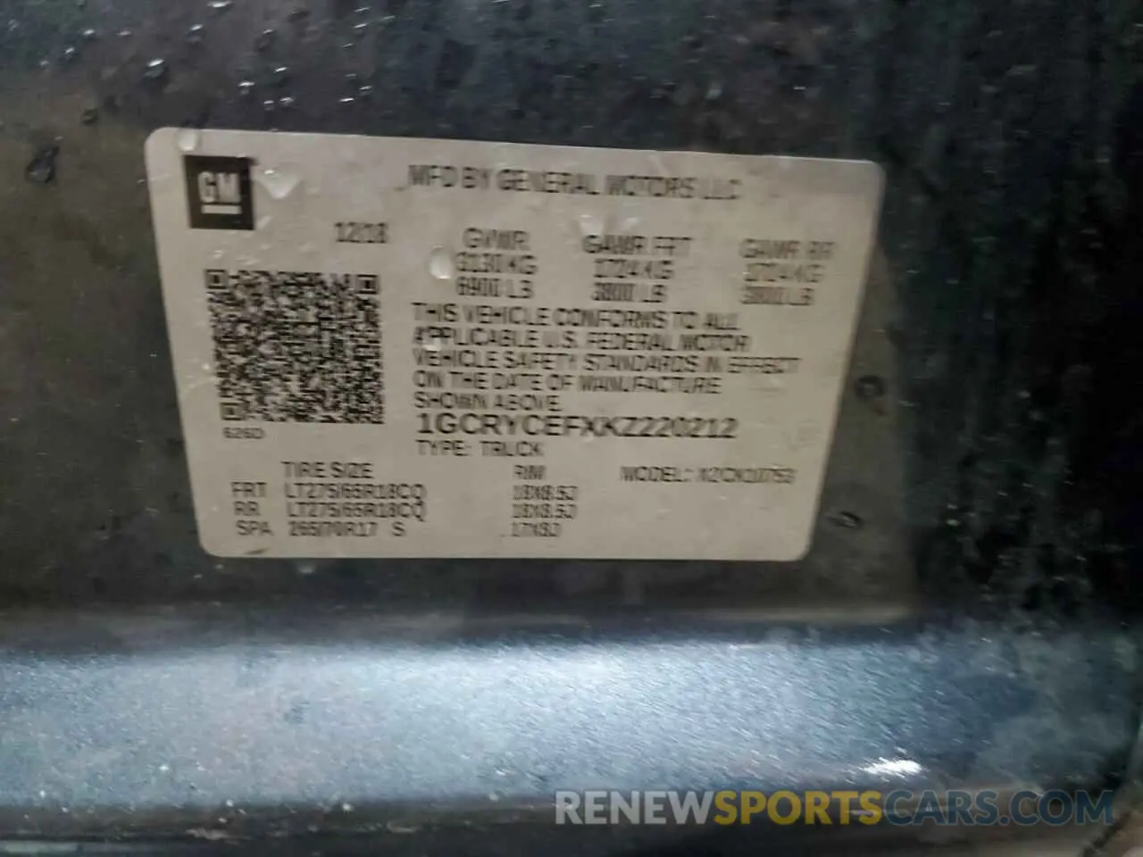 12 Photograph of a damaged car 1GCRYCEFXKZ220212 CHEVROLET ALL Models 2019