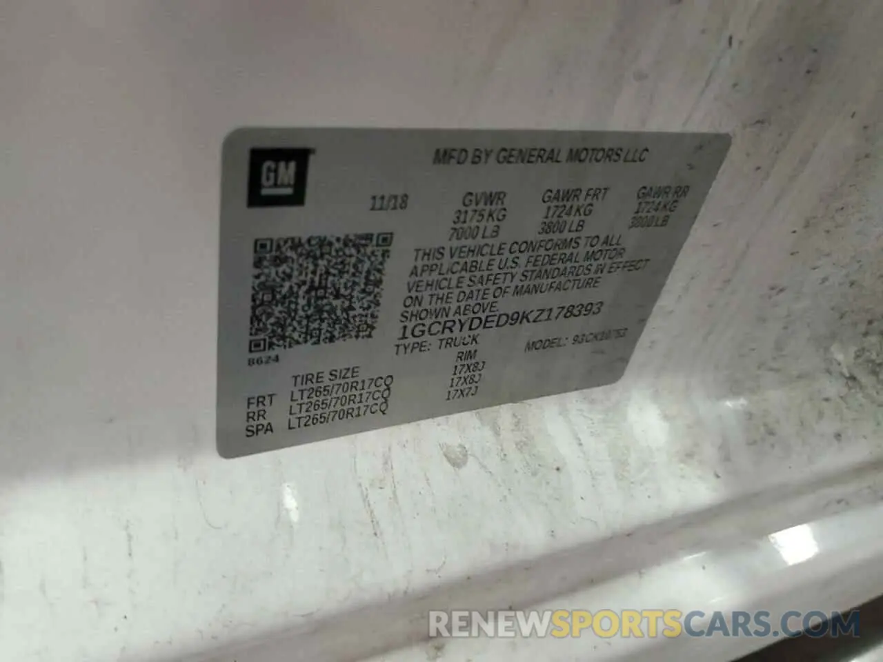 12 Photograph of a damaged car 1GCRYDED9KZ178393 CHEVROLET ALL Models 2019