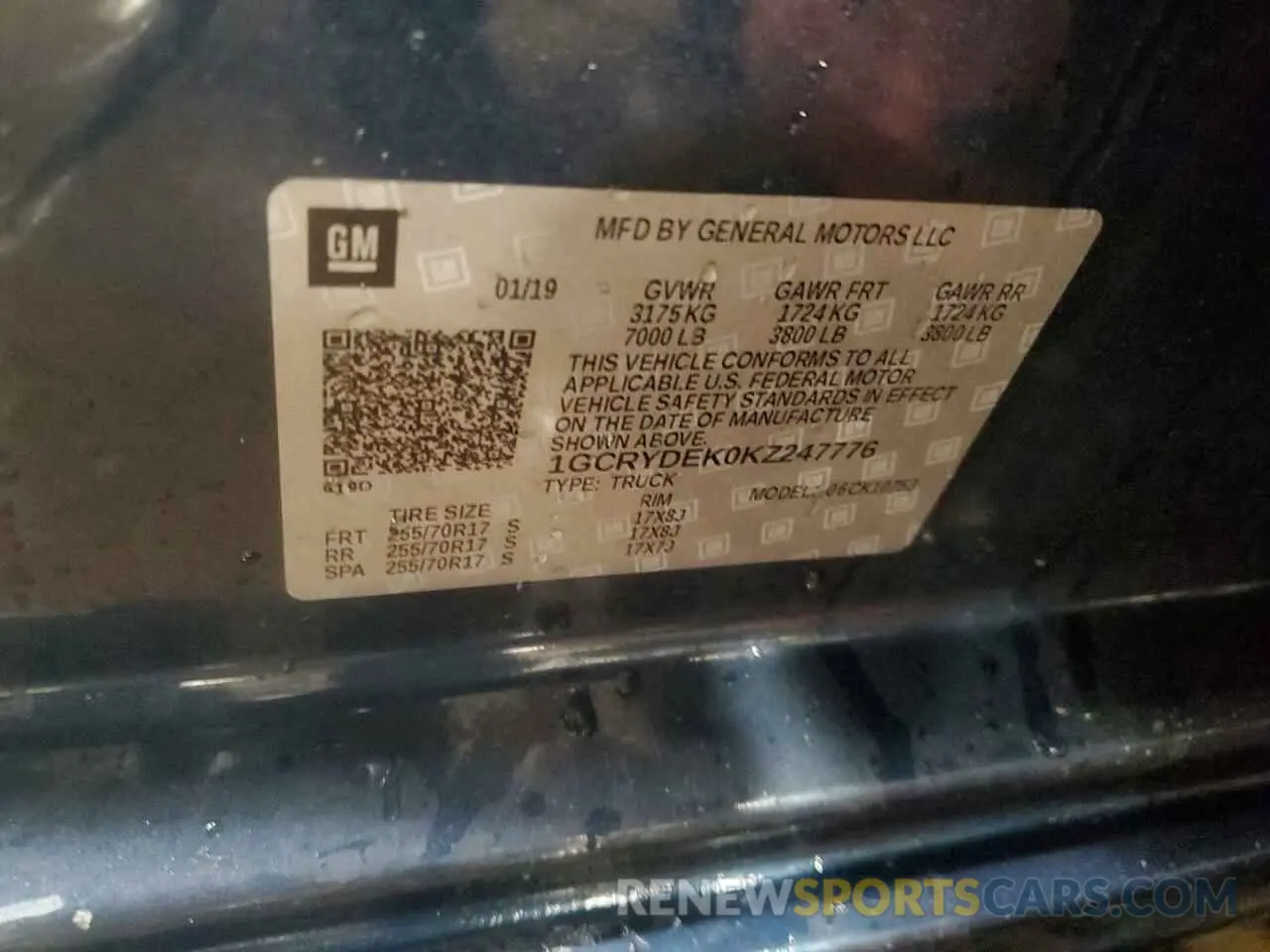 12 Photograph of a damaged car 1GCRYDEK0KZ247776 CHEVROLET ALL Models 2019