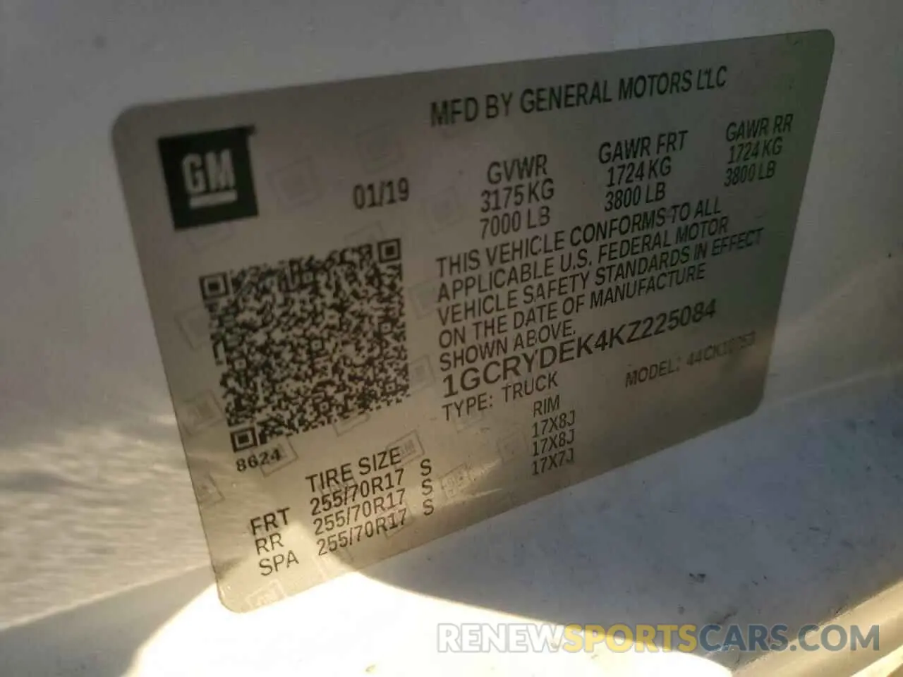 15 Photograph of a damaged car 1GCRYDEK4KZ225084 CHEVROLET ALL Models 2019