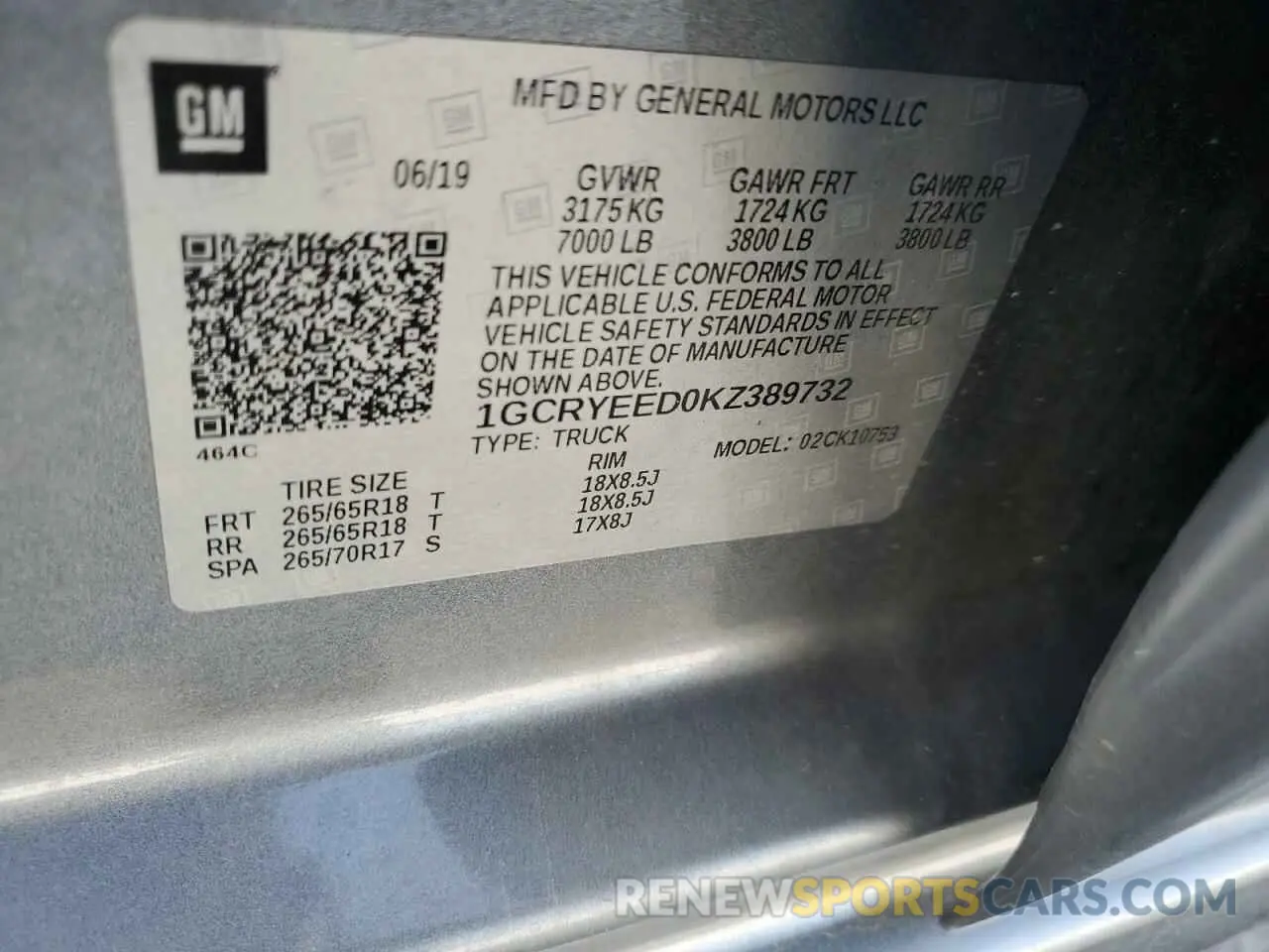 12 Photograph of a damaged car 1GCRYEED0KZ389732 CHEVROLET ALL Models 2019