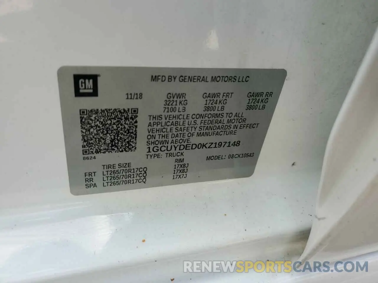 12 Photograph of a damaged car 1GCUYDED0KZ197148 CHEVROLET ALL Models 2019