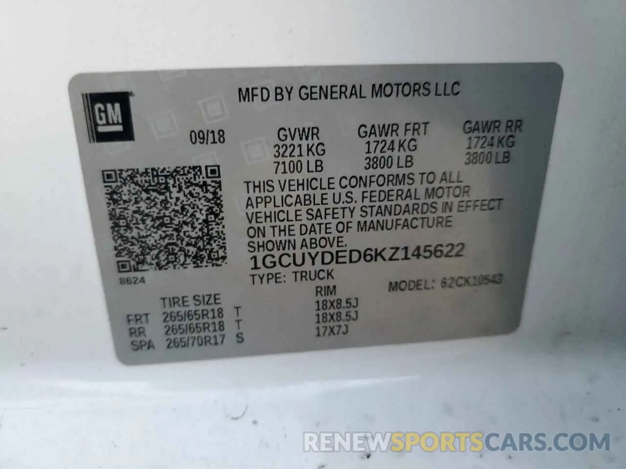 13 Photograph of a damaged car 1GCUYDED6KZ145622 CHEVROLET ALL Models 2019