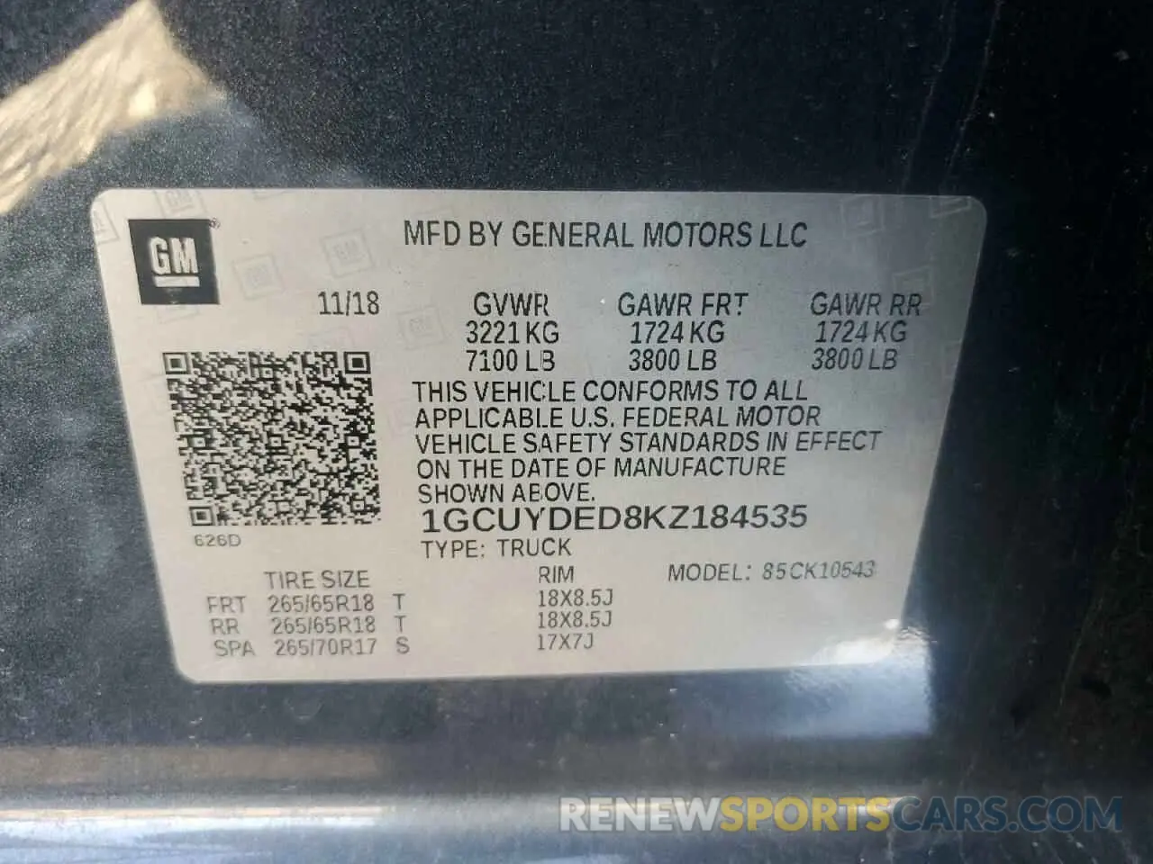 14 Photograph of a damaged car 1GCUYDED8KZ184535 CHEVROLET ALL Models 2019