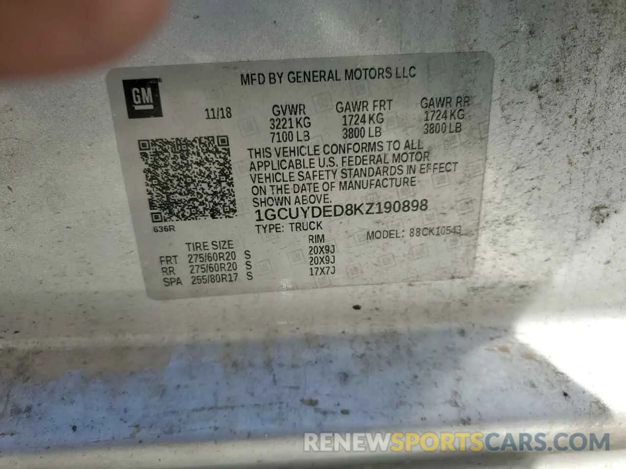 15 Photograph of a damaged car 1GCUYDED8KZ190898 CHEVROLET ALL Models 2019