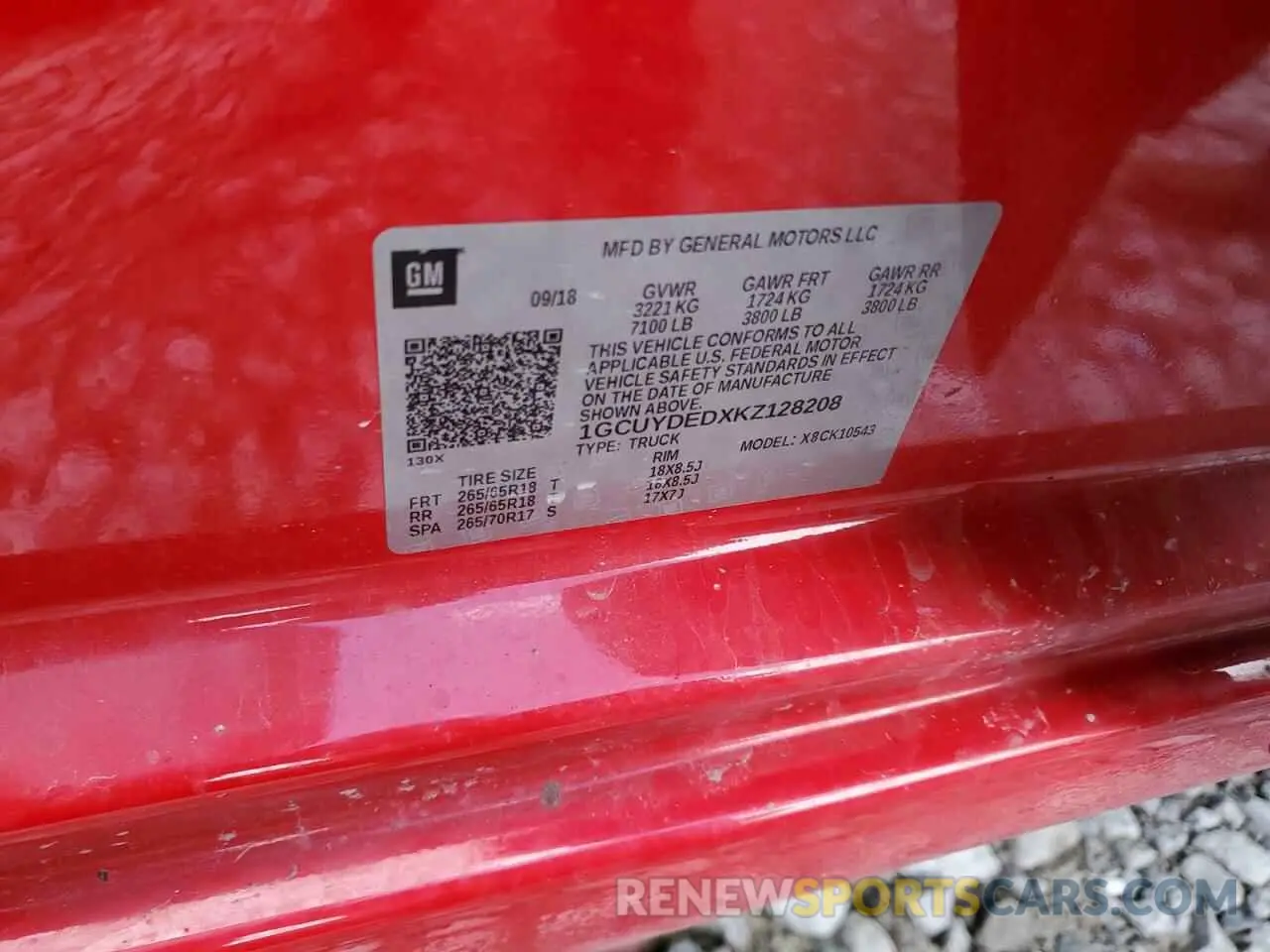 12 Photograph of a damaged car 1GCUYDEDXKZ128208 CHEVROLET ALL Models 2019