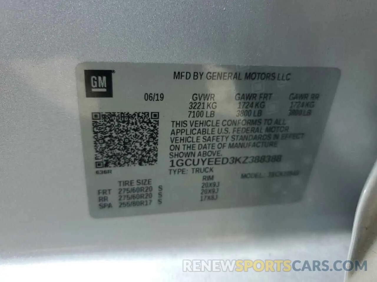12 Photograph of a damaged car 1GCUYEED3KZ388388 CHEVROLET ALL Models 2019