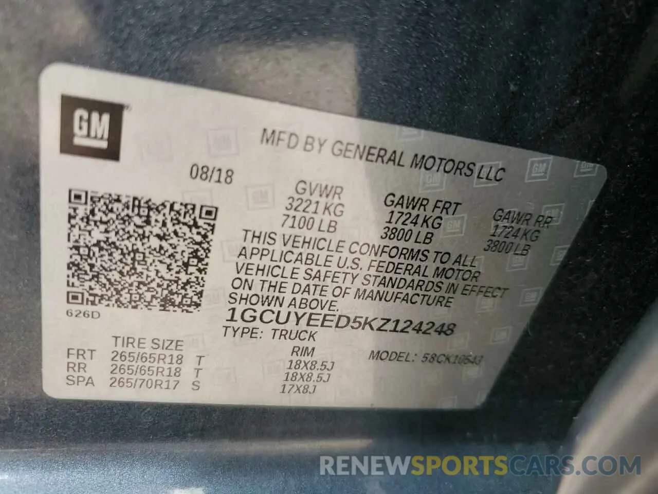12 Photograph of a damaged car 1GCUYEED5KZ124248 CHEVROLET ALL Models 2019