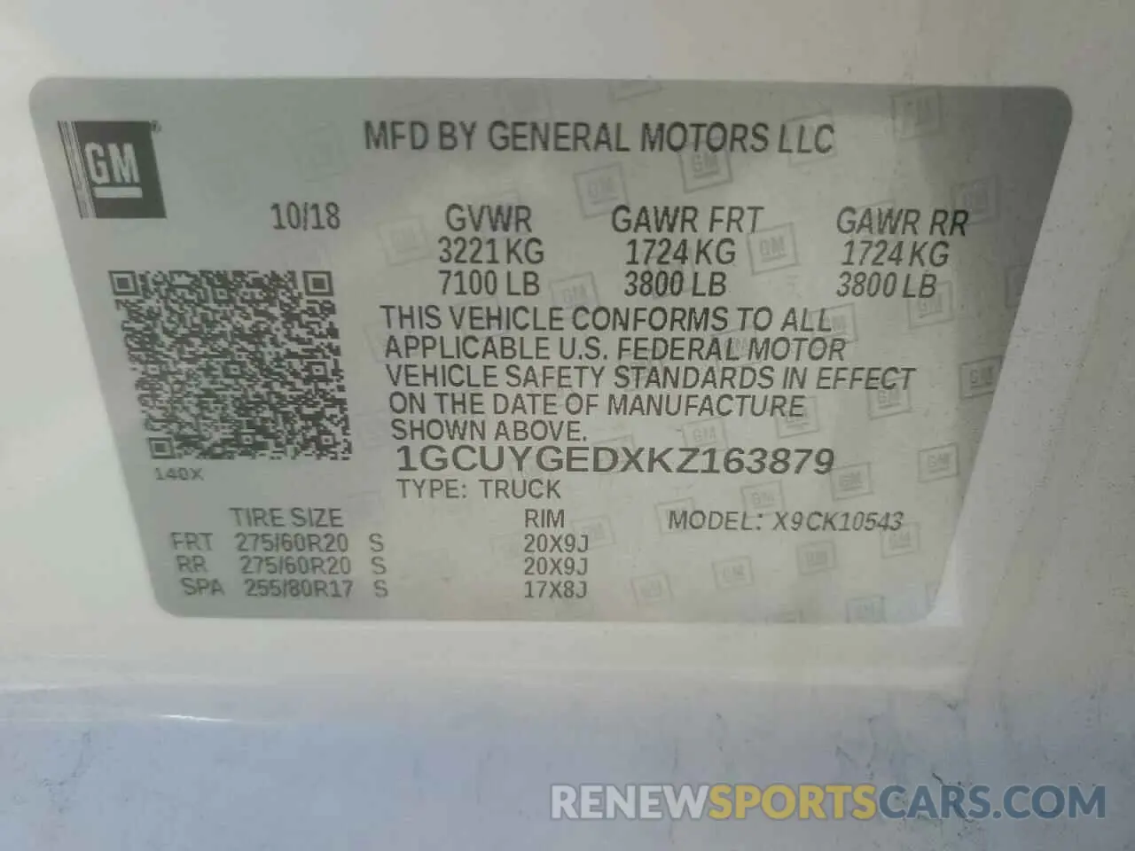 14 Photograph of a damaged car 1GCUYGEDXKZ163879 CHEVROLET ALL Models 2019