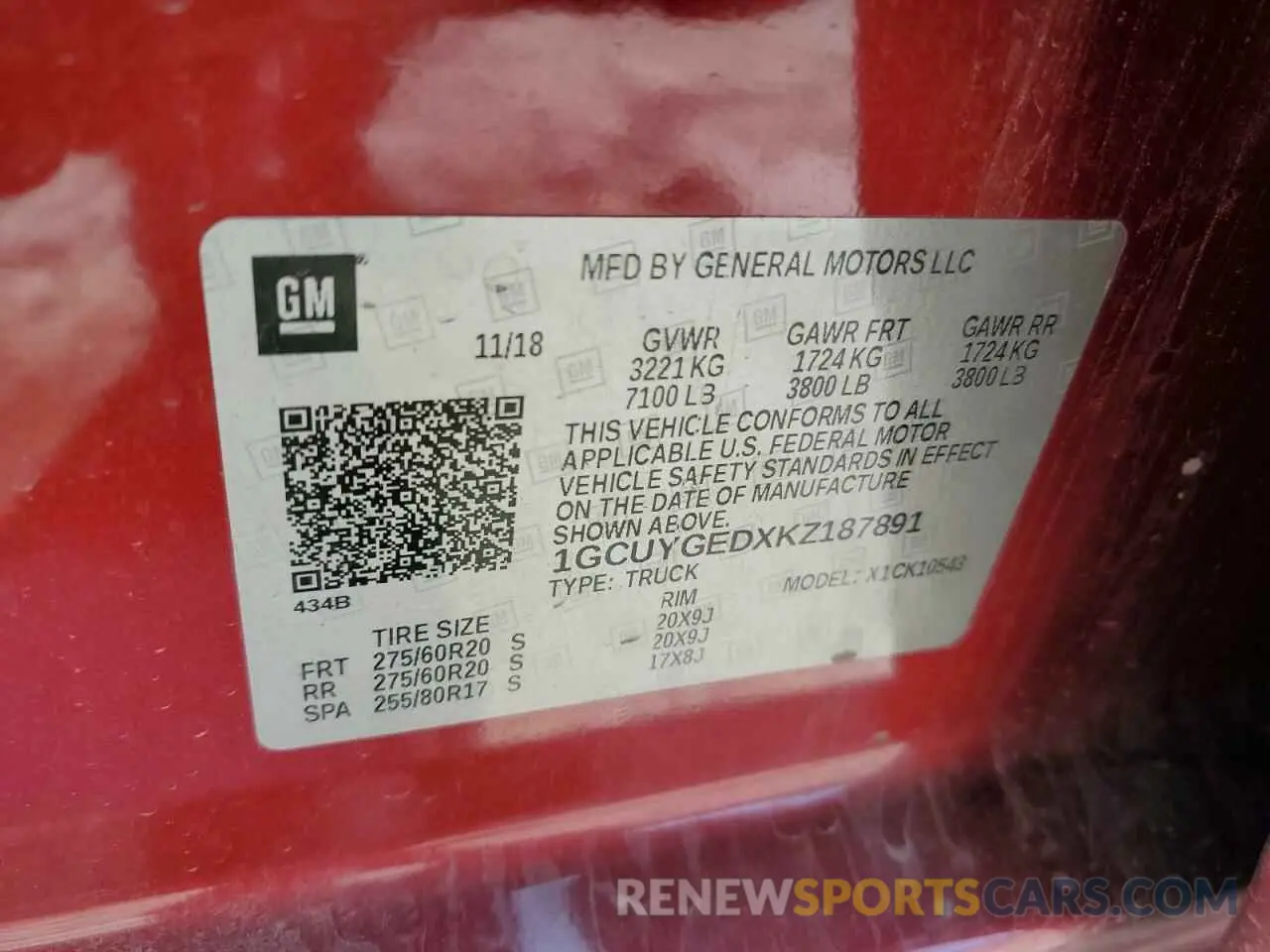 12 Photograph of a damaged car 1GCUYGEDXKZ187891 CHEVROLET ALL Models 2019