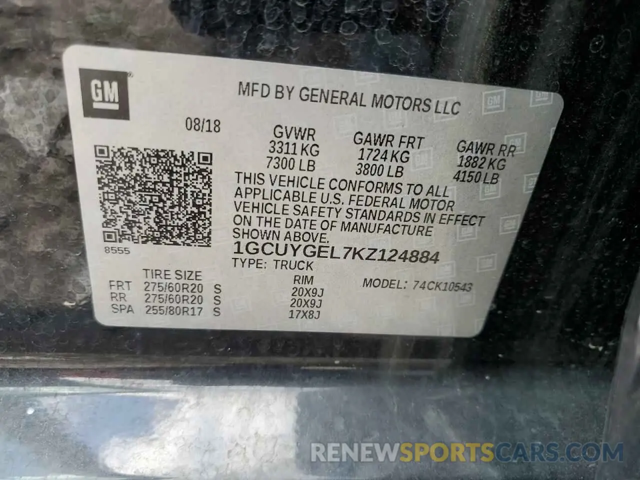 12 Photograph of a damaged car 1GCUYGEL7KZ124884 CHEVROLET All Models 2019