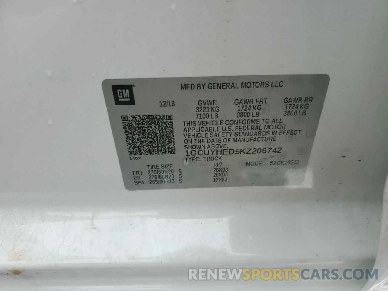 12 Photograph of a damaged car 1GCUYHED5KZ206742 CHEVROLET ALL Models 2019