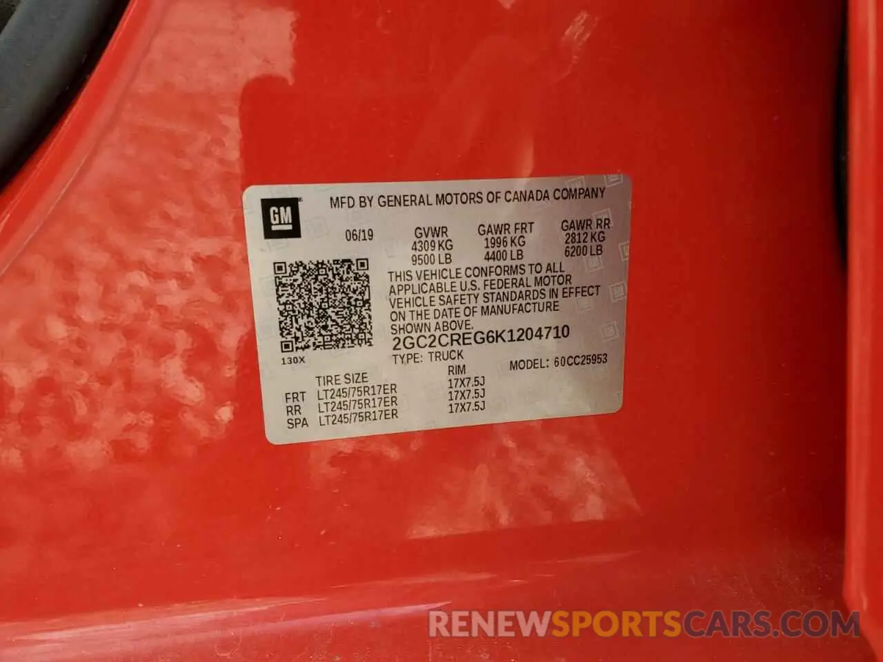 12 Photograph of a damaged car 2GC2CREG6K1204710 CHEVROLET ALL Models 2019