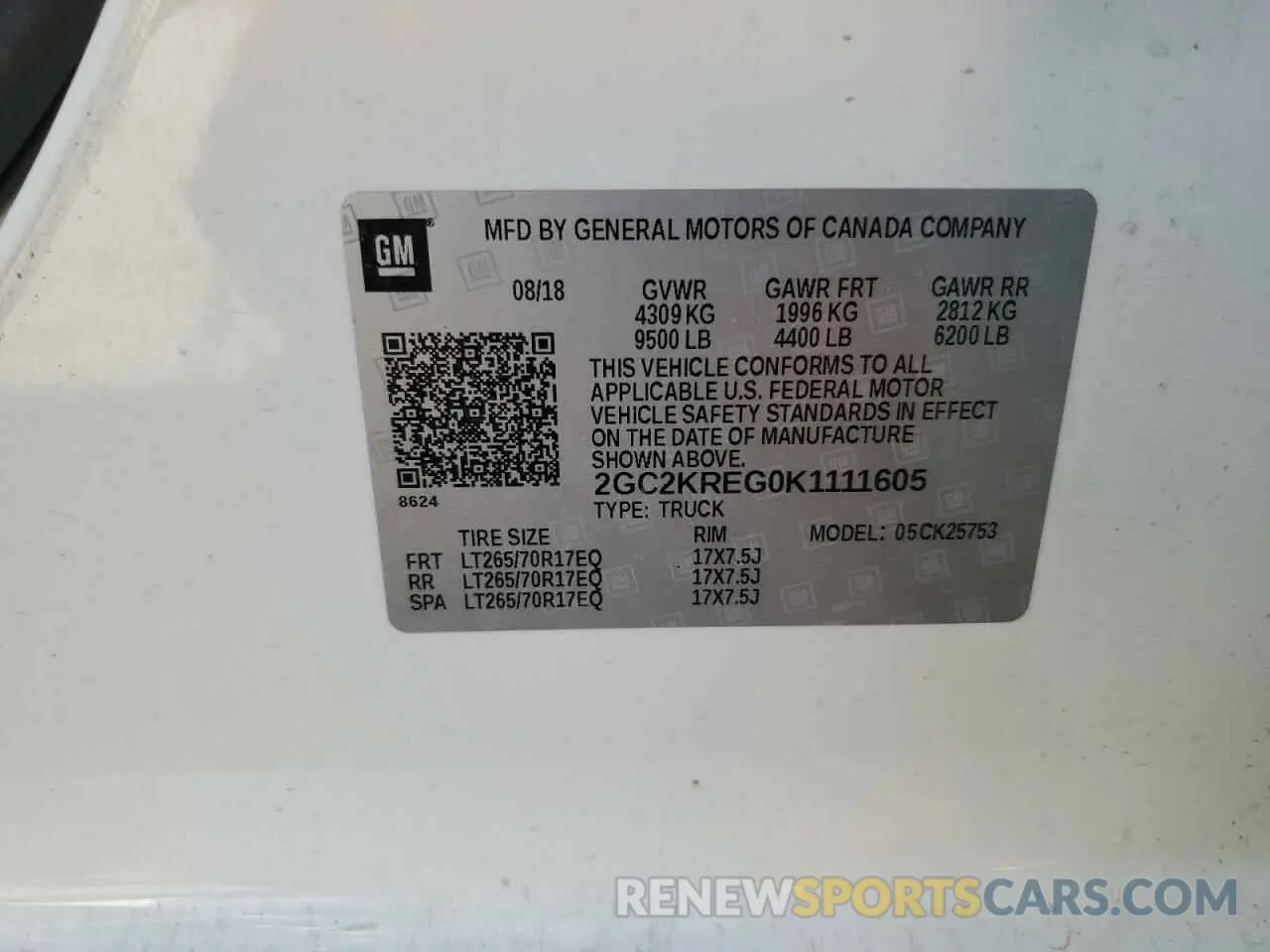 12 Photograph of a damaged car 2GC2KREG0K1111605 CHEVROLET ALL Models 2019