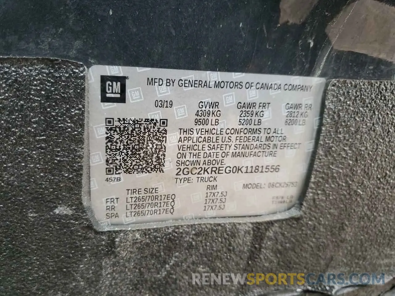 12 Photograph of a damaged car 2GC2KREG0K1181556 CHEVROLET ALL Models 2019
