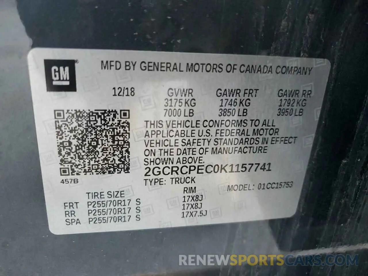 13 Photograph of a damaged car 2GCRCPEC0K1157741 CHEVROLET ALL Models 2019