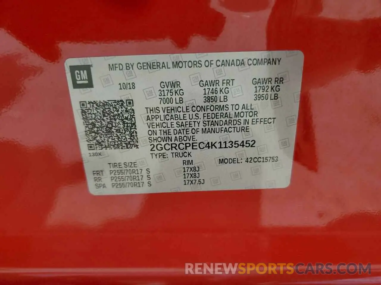 14 Photograph of a damaged car 2GCRCPEC4K1135452 CHEVROLET ALL Models 2019