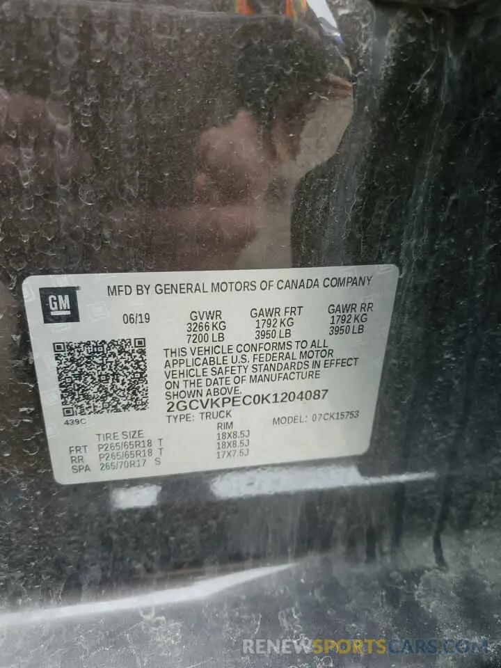 13 Photograph of a damaged car 2GCVKPEC0K1204087 CHEVROLET ALL Models 2019
