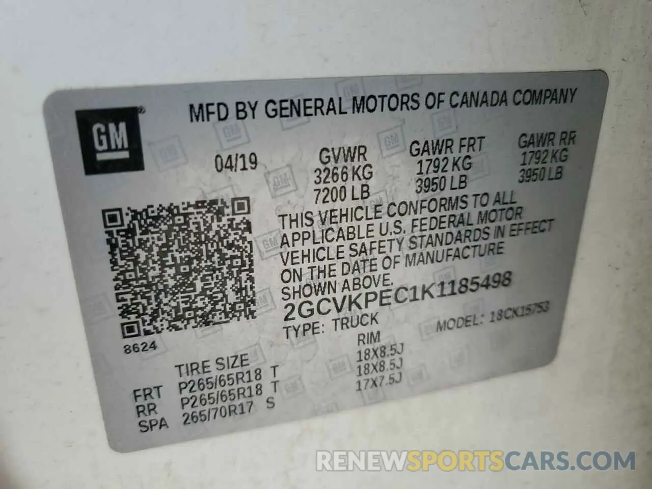 12 Photograph of a damaged car 2GCVKPEC1K1185498 CHEVROLET ALL Models 2019