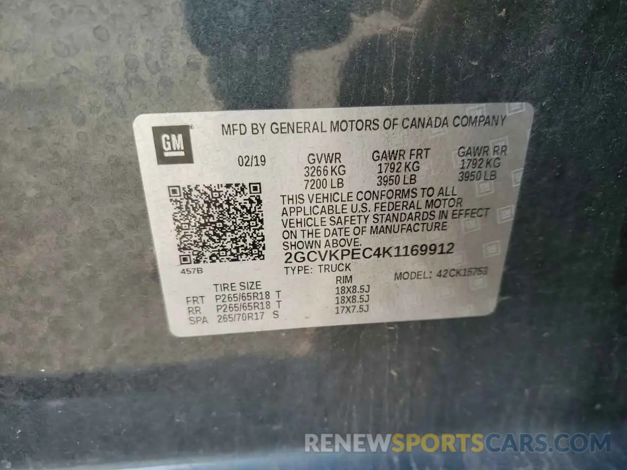 12 Photograph of a damaged car 2GCVKPEC4K1169912 CHEVROLET ALL Models 2019