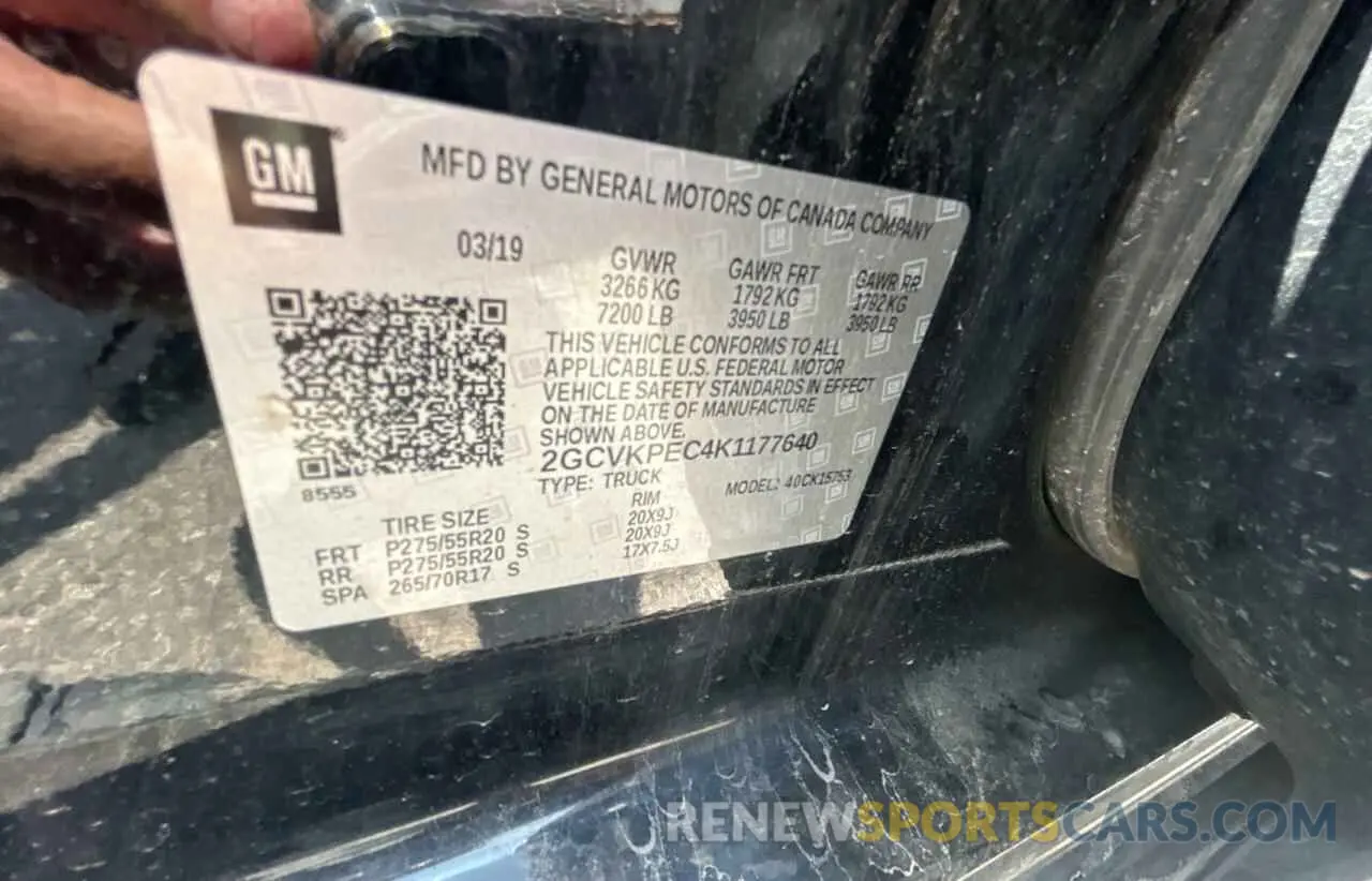 10 Photograph of a damaged car 2GCVKPEC4K1177640 CHEVROLET ALL Models 2019