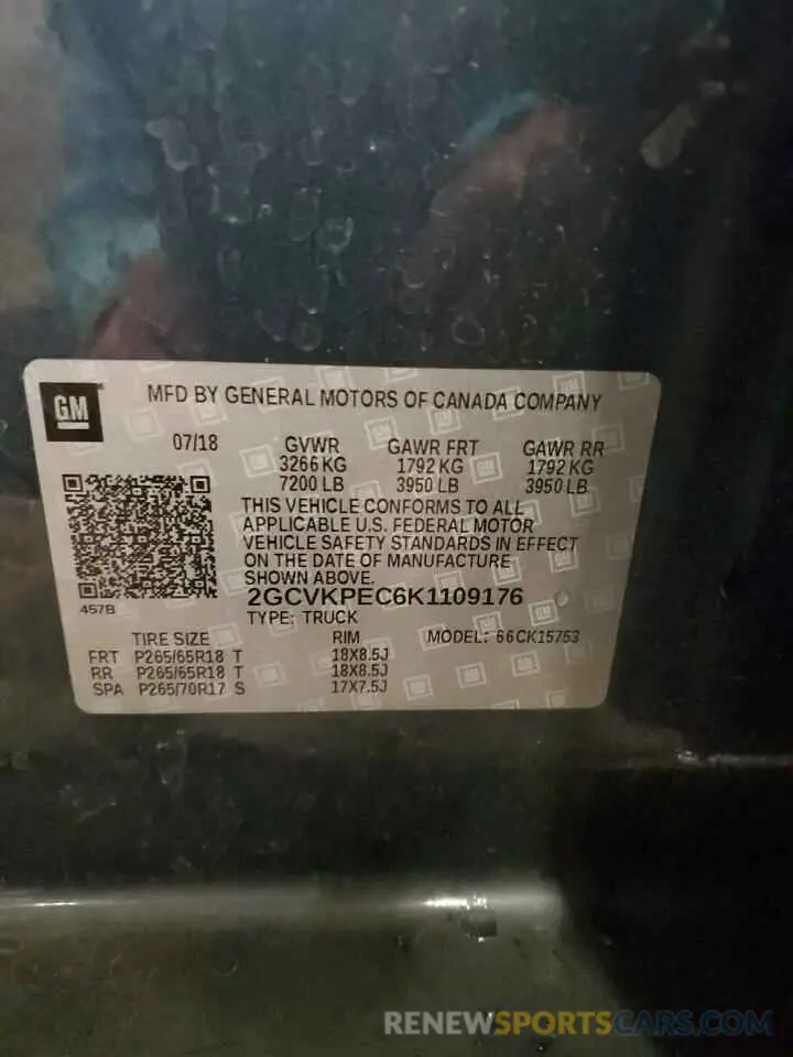 12 Photograph of a damaged car 2GCVKPEC6K1109176 CHEVROLET All Models 2019