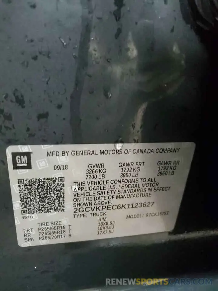 12 Photograph of a damaged car 2GCVKPEC6K1123627 CHEVROLET All Models 2019