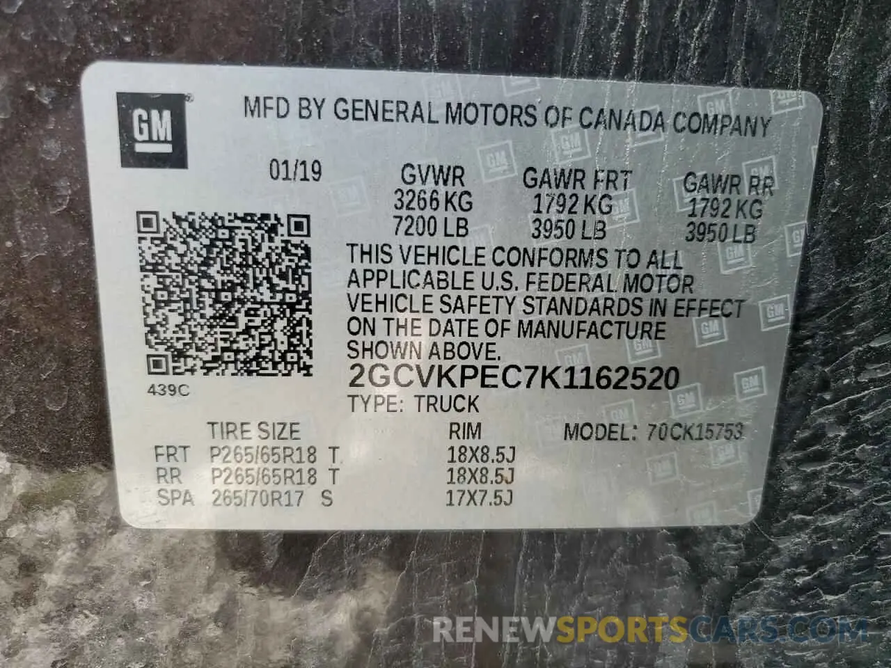 12 Photograph of a damaged car 2GCVKPEC7K1162520 CHEVROLET ALL Models 2019