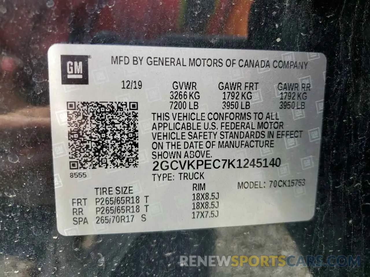 15 Photograph of a damaged car 2GCVKPEC7K1245140 CHEVROLET ALL Models 2019