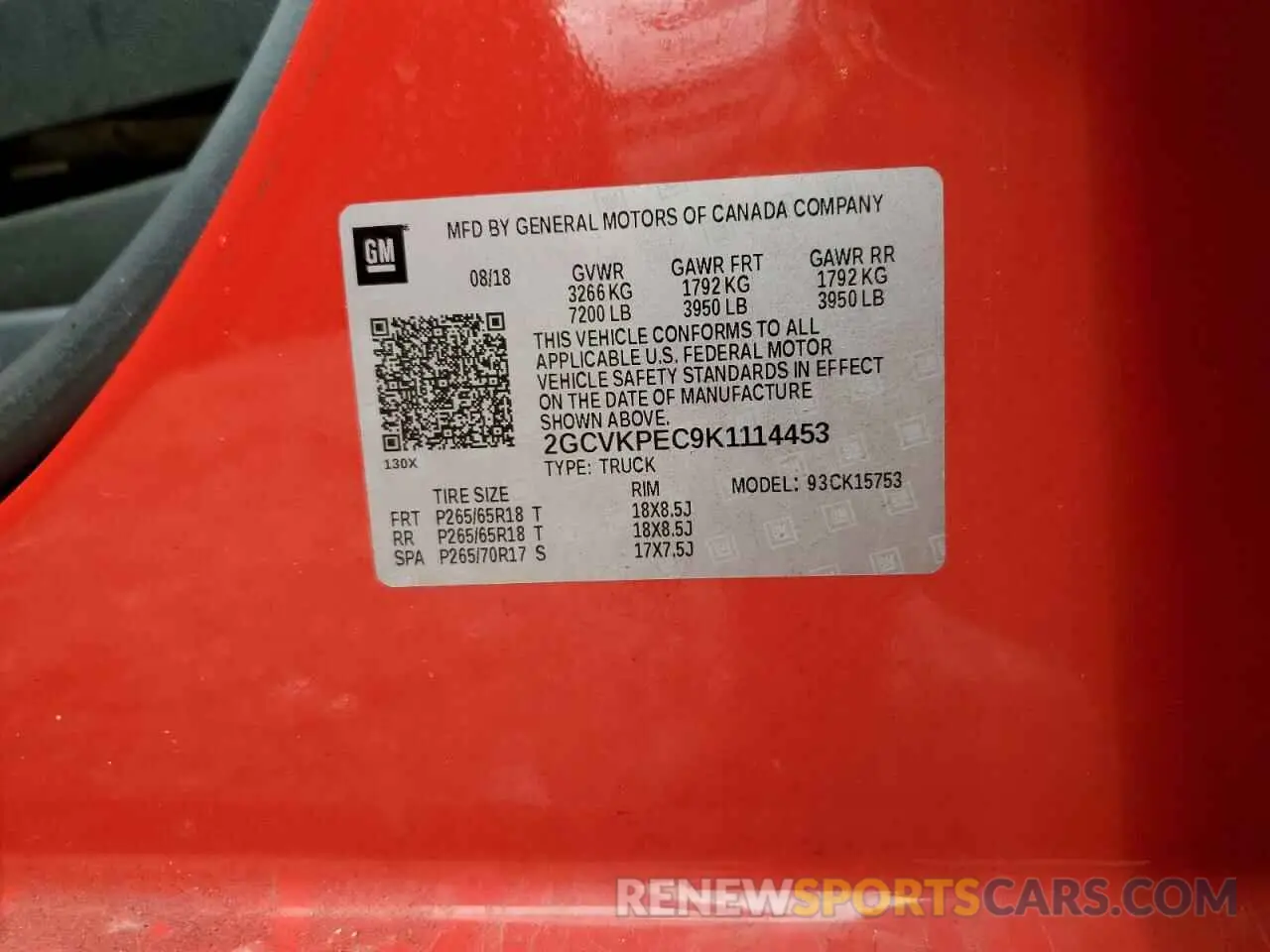 14 Photograph of a damaged car 2GCVKPEC9K1114453 CHEVROLET ALL Models 2019