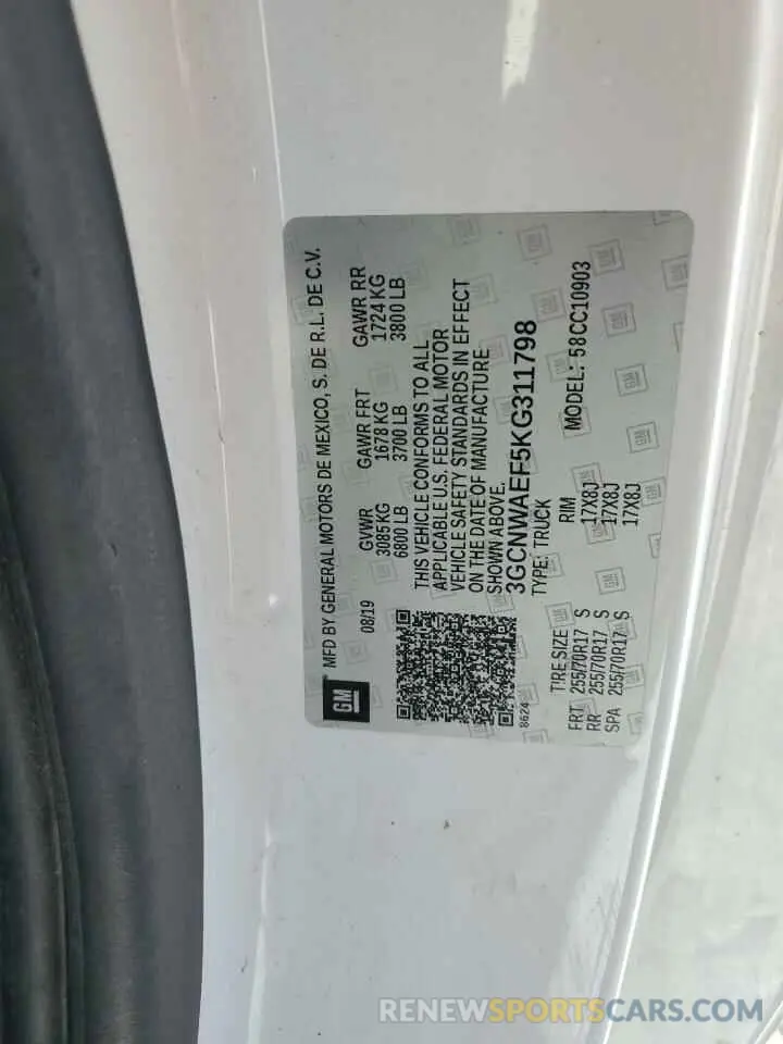 12 Photograph of a damaged car 3GCNWAEF5KG311798 CHEVROLET ALL Models 2019