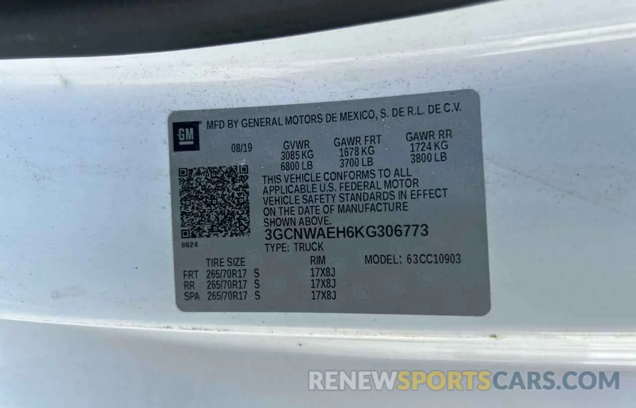 9 Photograph of a damaged car 3GCNWAEH6KG306773 CHEVROLET ALL Models 2019