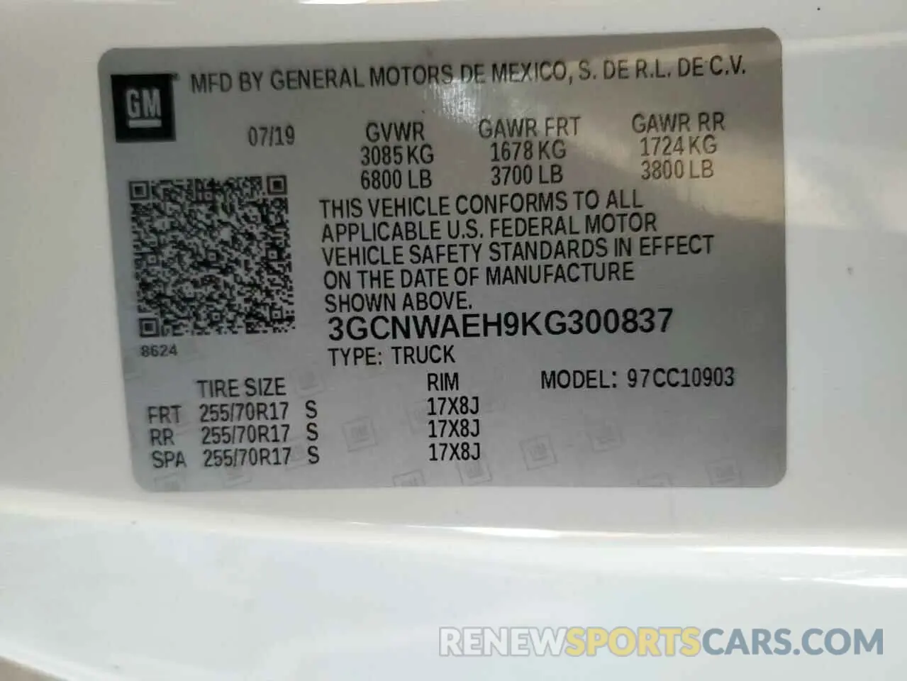 12 Photograph of a damaged car 3GCNWAEH9KG300837 CHEVROLET ALL Models 2019