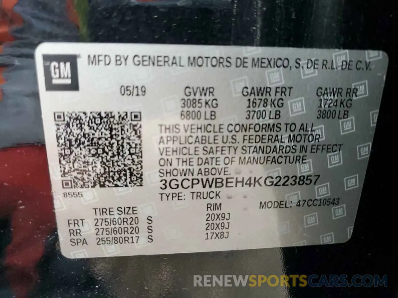 13 Photograph of a damaged car 3GCPWBEH4KG223857 CHEVROLET ALL Models 2019