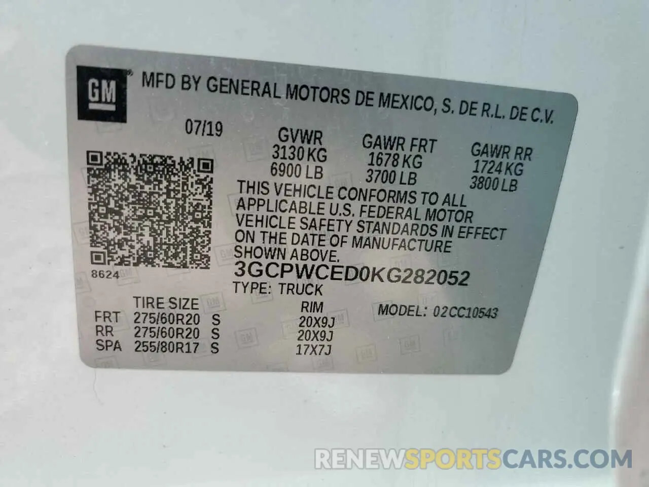 13 Photograph of a damaged car 3GCPWCED0KG282052 CHEVROLET ALL Models 2019