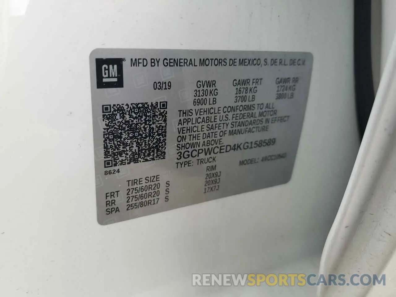15 Photograph of a damaged car 3GCPWCED4KG158589 CHEVROLET ALL Models 2019